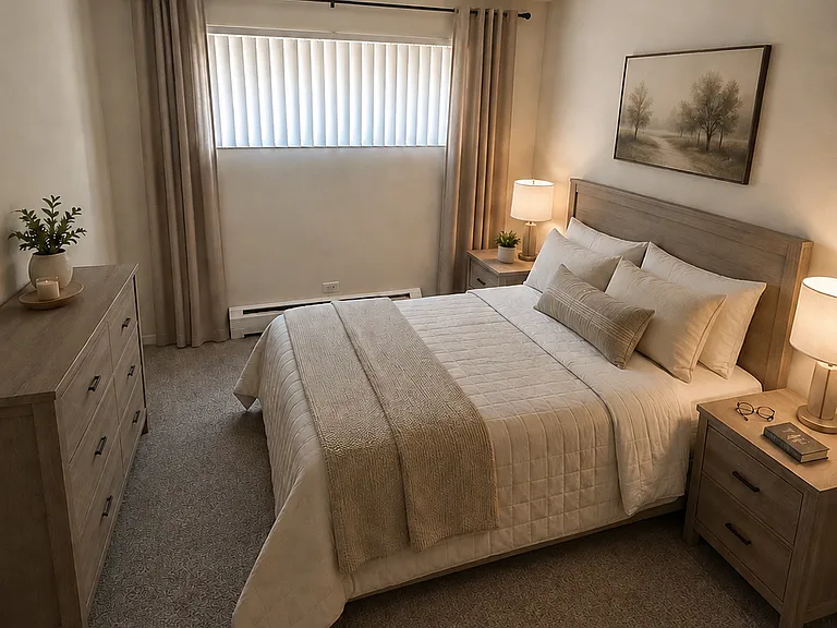 bedroom with furniture added to show space