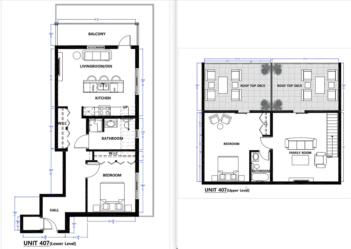 Floor plan 2BR 2BA 2 Decks - 1 Balcony