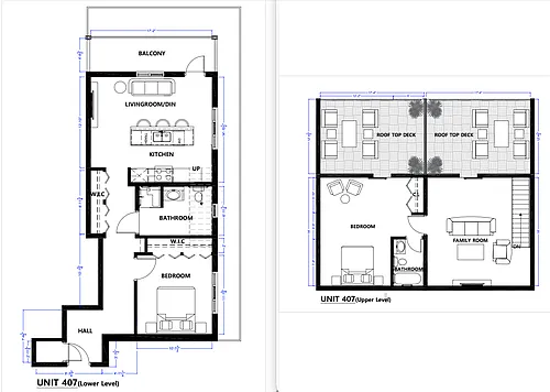 Floor plan 2BR 2BA 2 Decks - 1 Balcony