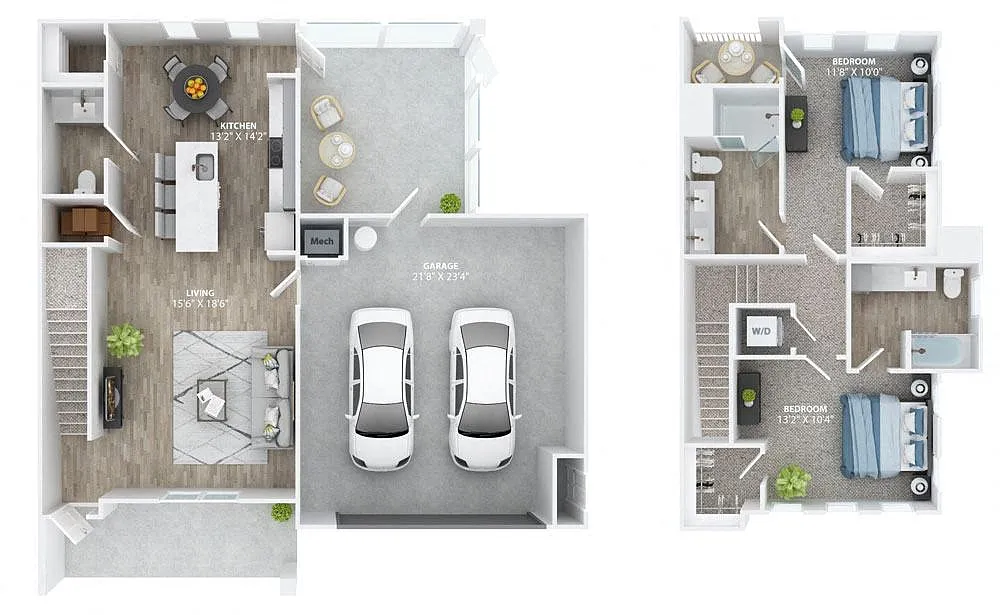 Floor plan Sanctuary D1 Two-Car Townhome