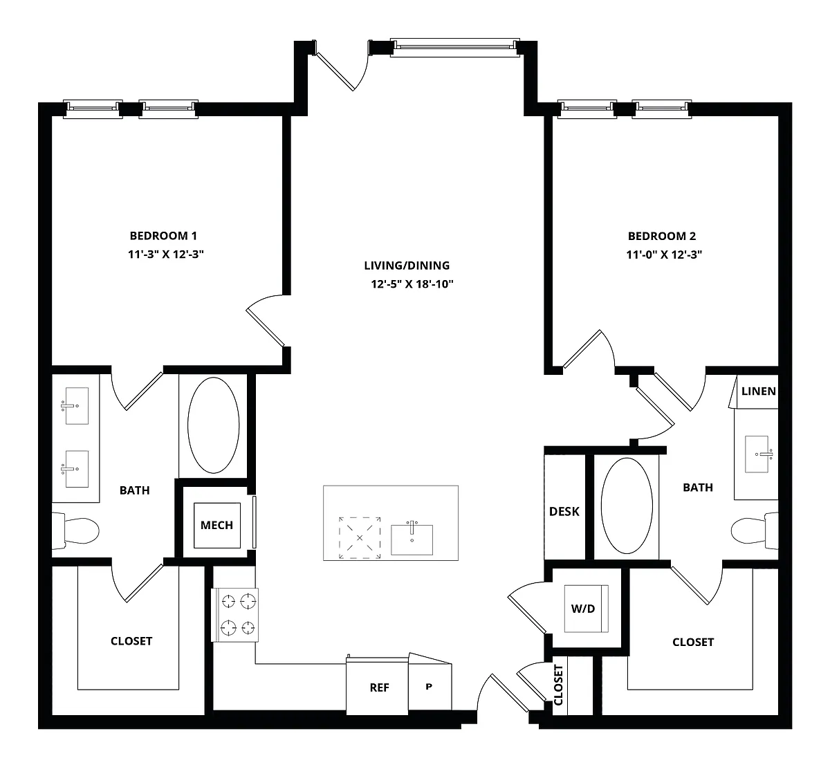 Floor plan 2 Bed/2 Bath-CunninghamA