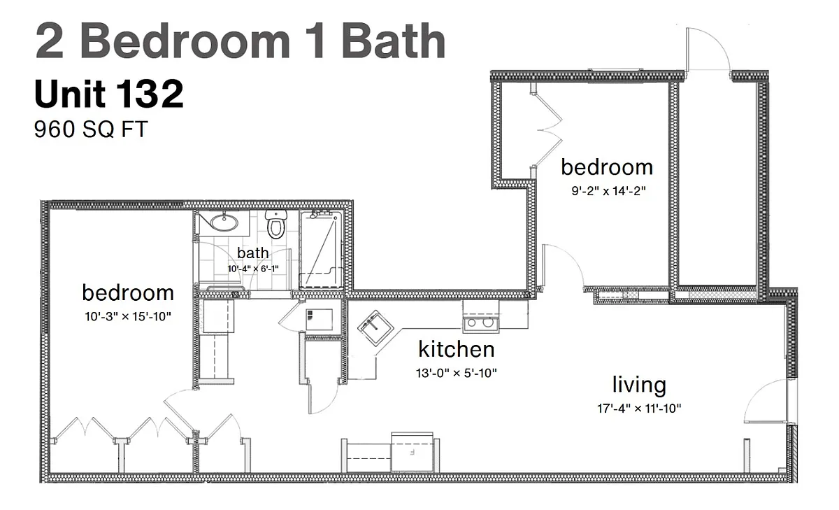 Floor plan 2BD 1BA