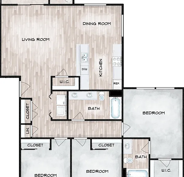 3x2A - BRAND NEW Floorplan Diagram