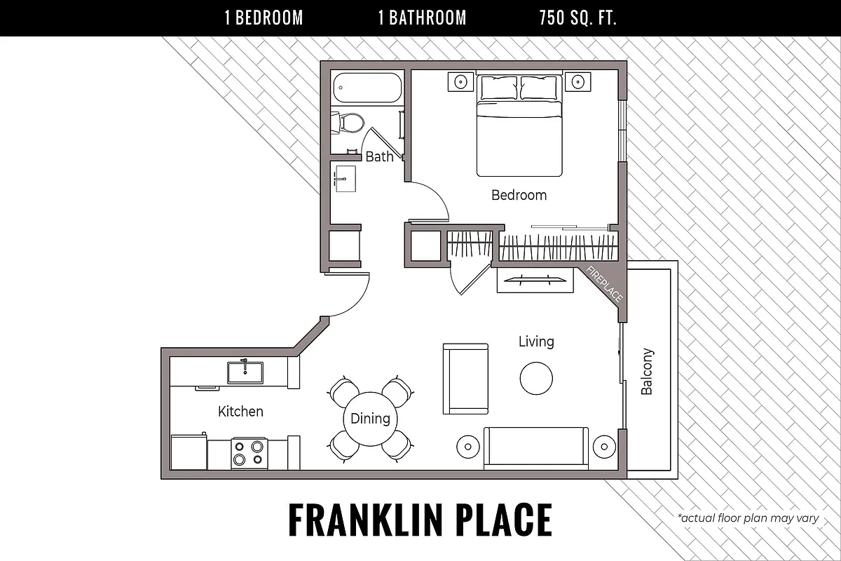 Floor plan One Bedroom, One Bath