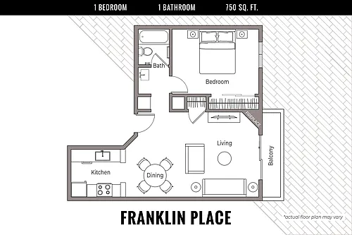 Floor plan One Bedroom, One Bath