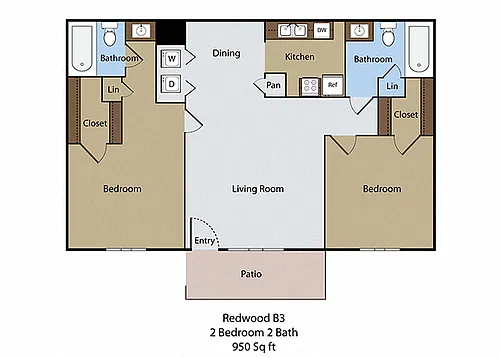 Floor plan 2 BR 2 BA