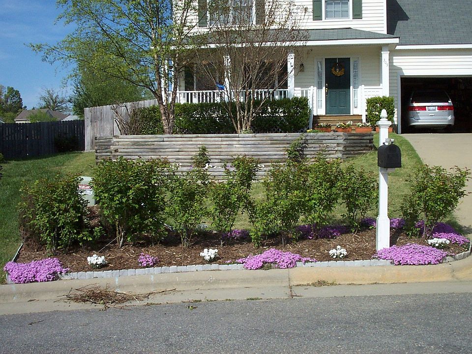 Ft of house, roses, planters.