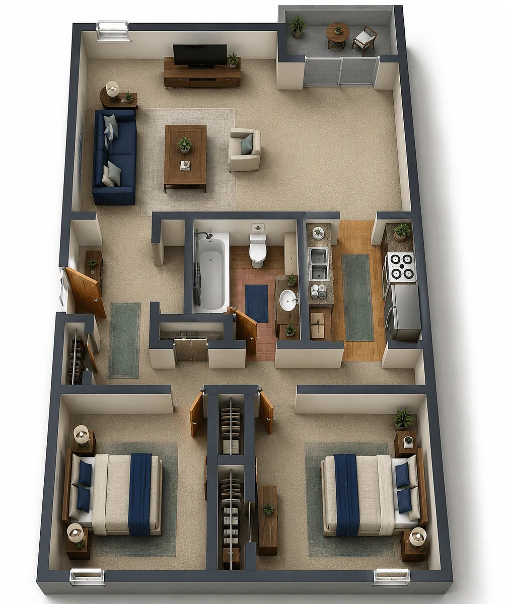 Floor plan 2 Bedroom Garden