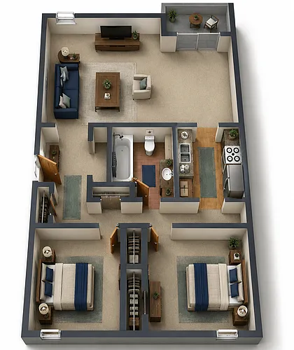Floor plan 2 Bedroom Garden