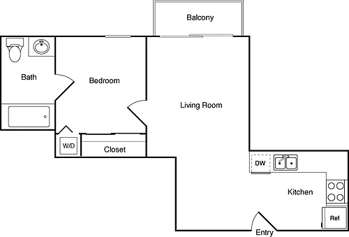 Floor plan 1 Bedroom L