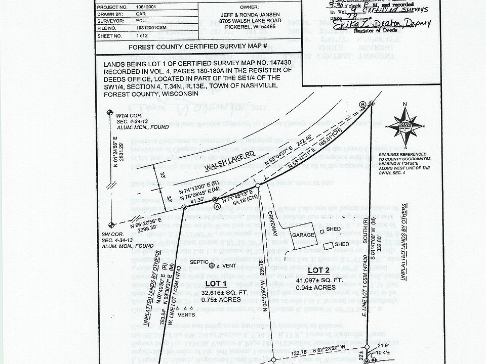 Cerified Survey Map Lots 1-2