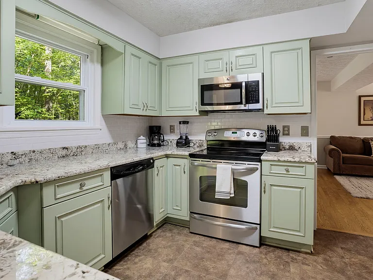 Full size refrigerator, microwave, dishwasher, stove