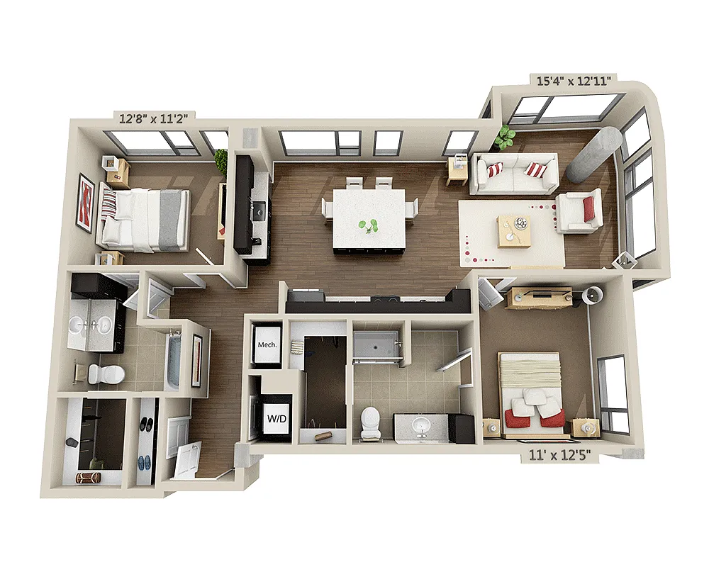 Floor plan Two Bedroom B2L