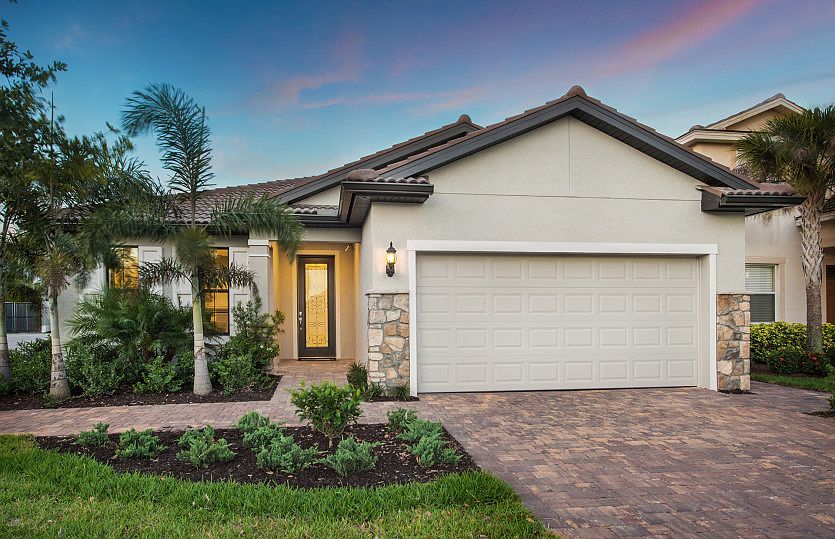 The Canopy, a single-story home with a 2 car garage, shown with Home Exterior FM2A