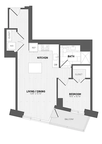 Floor plan 1 Bed/1 Bath-B-1