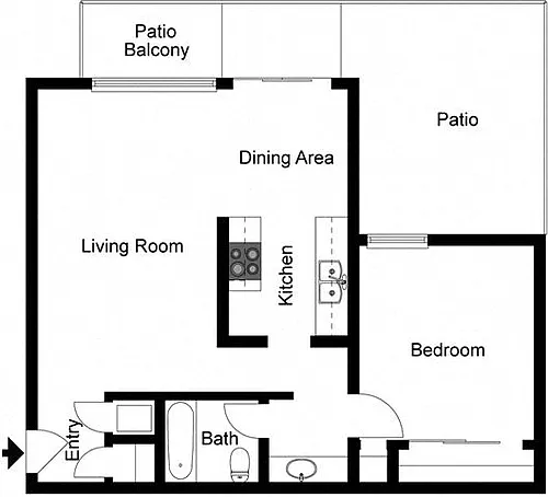 Floor plan 1 Bedroom 1 Bath
