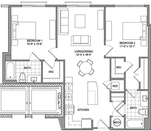 Floor plan 2 Bdrm M