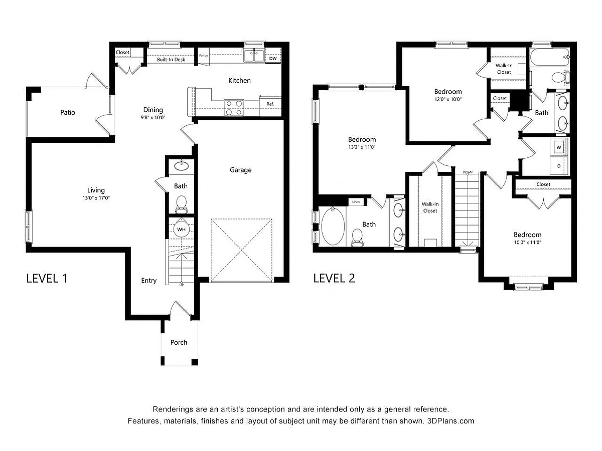 Floor plan Three Bedroom Townhome - C6