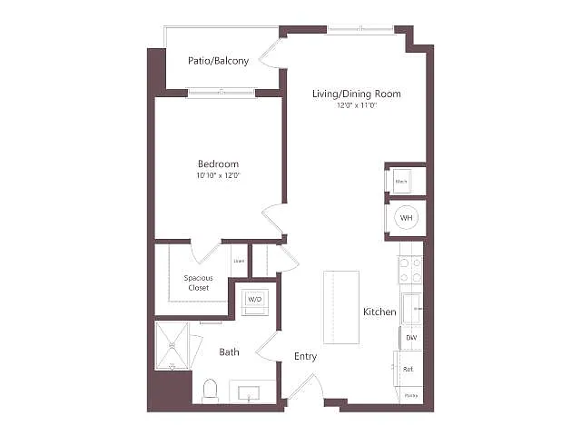 Floor plan A2 | 1 Bed | 1 Bath