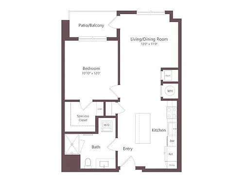 Floor plan A2 | 1 Bed | 1 Bath