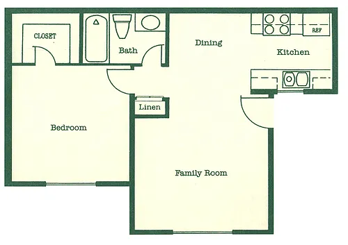 Floor plan 1 Bedroom 1 Bath