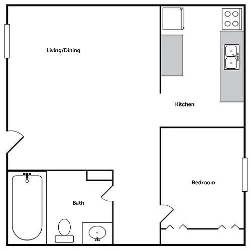 Floor plan 1 bedroom 1 bath