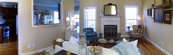 Delightful living room invites family enjoyment.