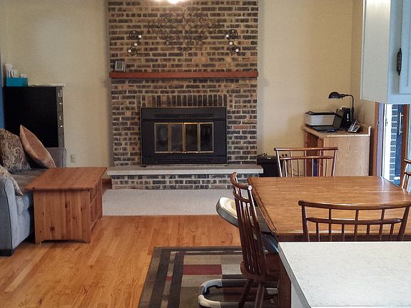 Dining area with fireplace