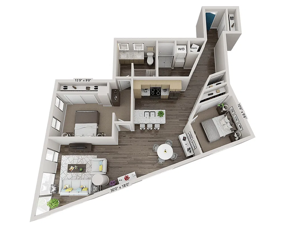Floor plan Two Bedroom B2P
