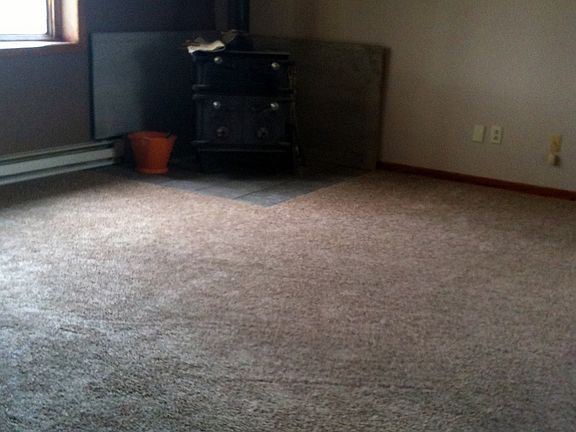 Family room with wood stove