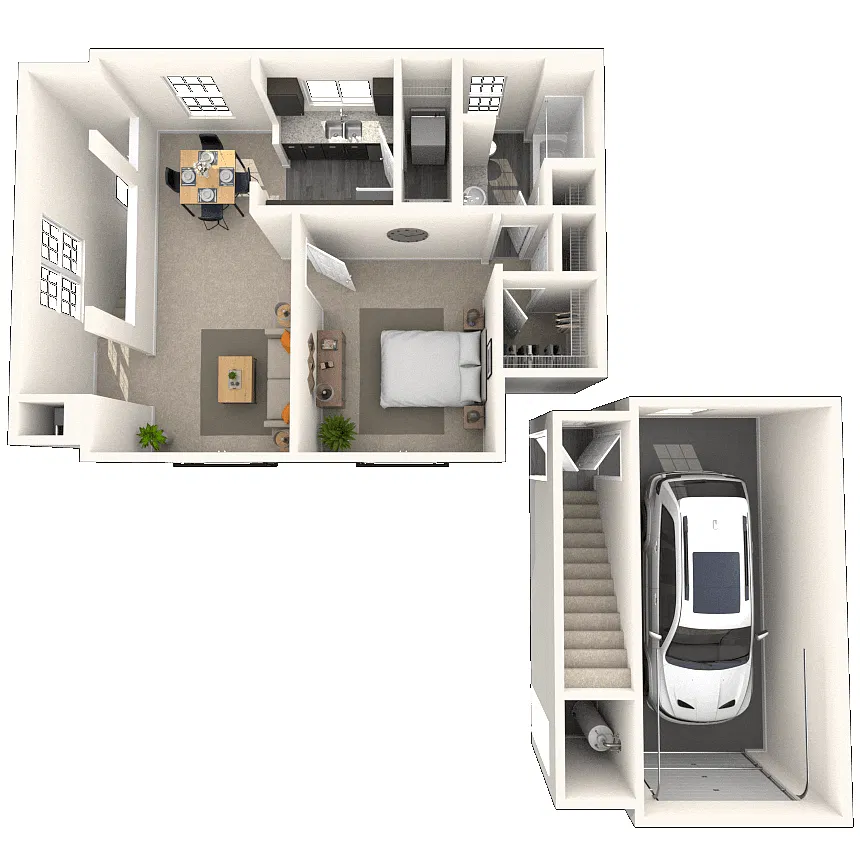 Floor plan Bungalow 1x1 950 SF