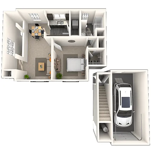 Floor plan Bungalow 1x1 950 SF
