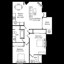 Floor plan 1 bdrm