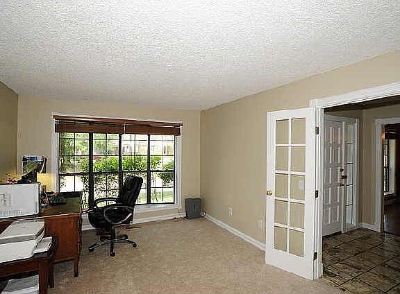 New paint and carpet in living room with tons of natural light