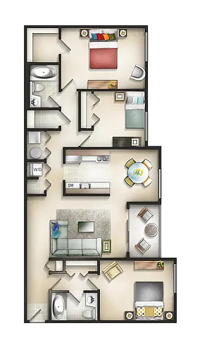 Floor plan 3 Bedroom 2 Bath Governor at Manor