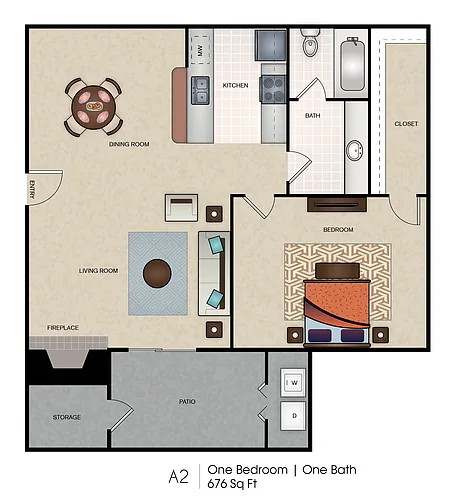 Floor plan One Bedroom/One Bath