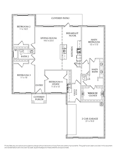 Floor plan 4 Bedrooms and 2 bathrooms