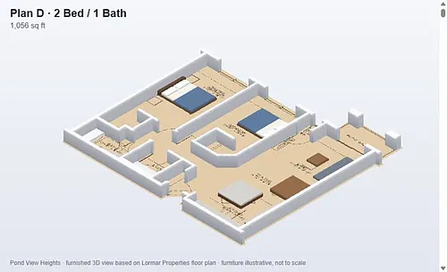 Floor plan Plan D 2 Bed 1 Bath