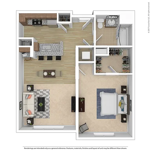 Floor plan One Bedroom - F1B