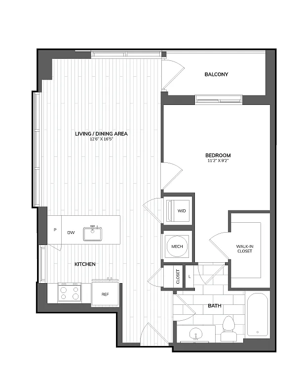Floor plan 1 Bed/1 Bath-04A