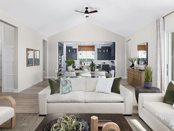 Great room with vaulted ceiling and gorgeous flooring