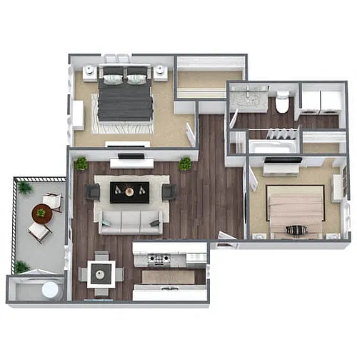 Floor plan B2: 2 Bed 1 Bath