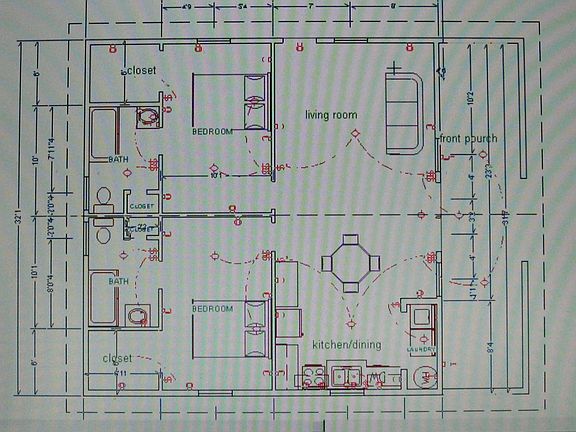 Floor plan showing the Kitchen/Livingroom and 2 bedrooms
