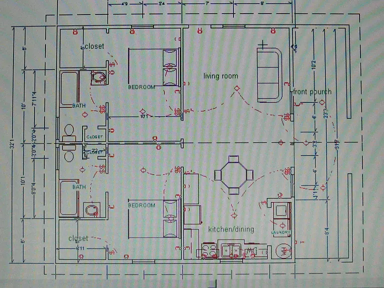 Floor plan showing the Kitchen/Livingroom and 2 bedrooms
