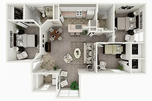 Floor plan Three Bedroom Two Bath