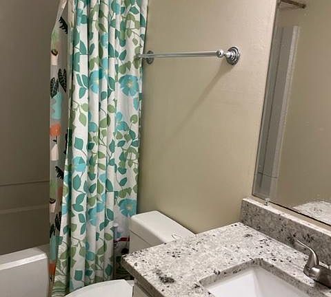 Upgraded bath with granite countertop