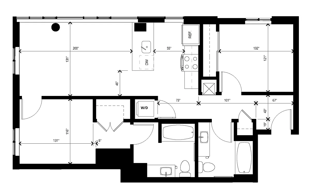 Floor plan Two Bedroom Affordable - MFTE Program
