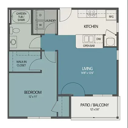 Floor plan 1Bed/1 Bath Small
