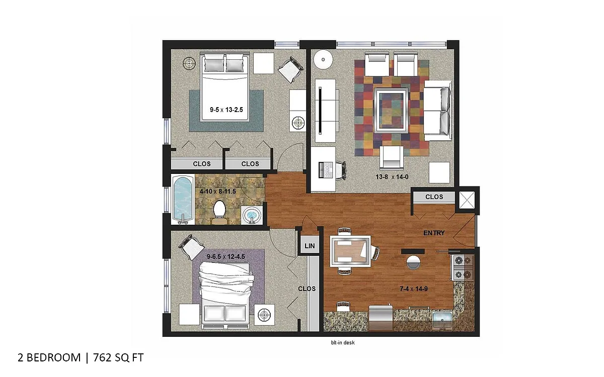 Floor plan Colfax Terrace - Two Bedroom (B)