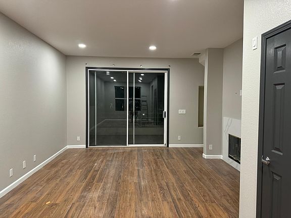 Living room with lights on